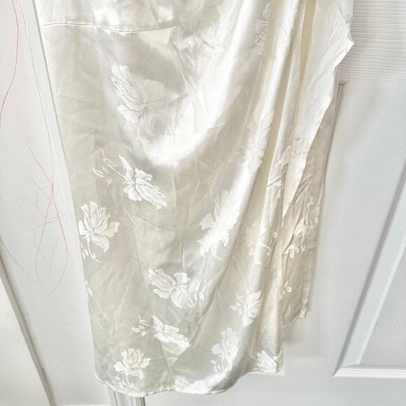Majorelle Ivory White Averie Floral Jacquard Satin Midi Slip Drape Neck Dress XL - Picture 11 of 12